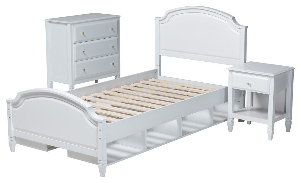 Elise Classic and Transitional White Finished Wood Twin Size 3-Piece Bedroom Set