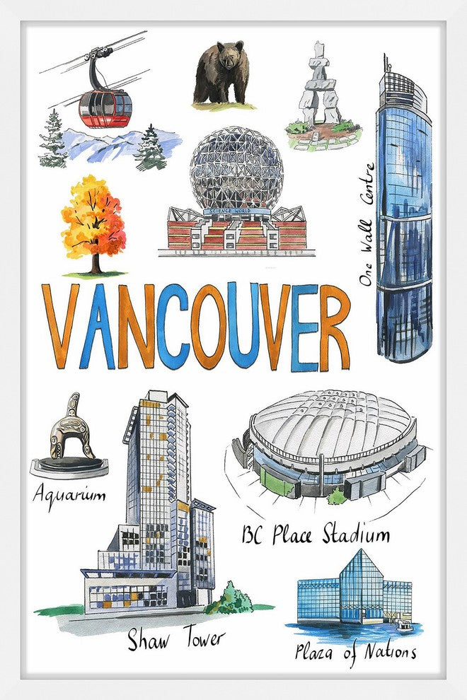 "Vancouver Sites" Framed Painting Print , 12x18