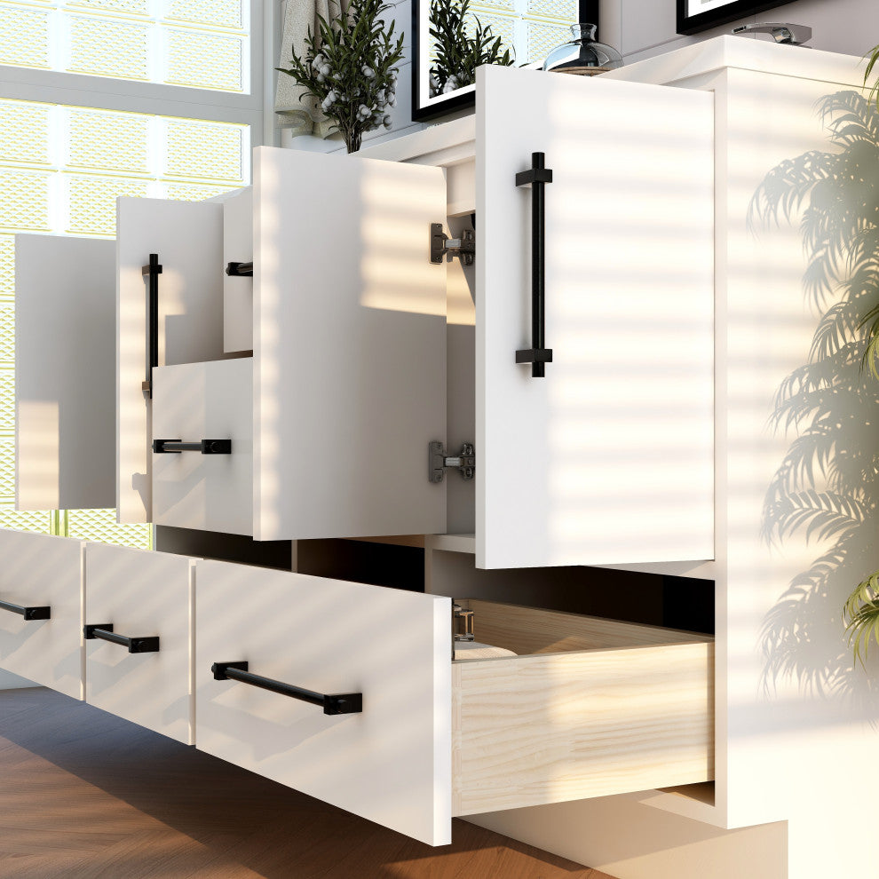 Victoria 60" Solid Wood Bath Vanity, Double Sink, Glossy White