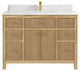 Sonoma 48 Single Sink Bath Vanity in Light Natural Teak with 1.5" Calacatta Laza