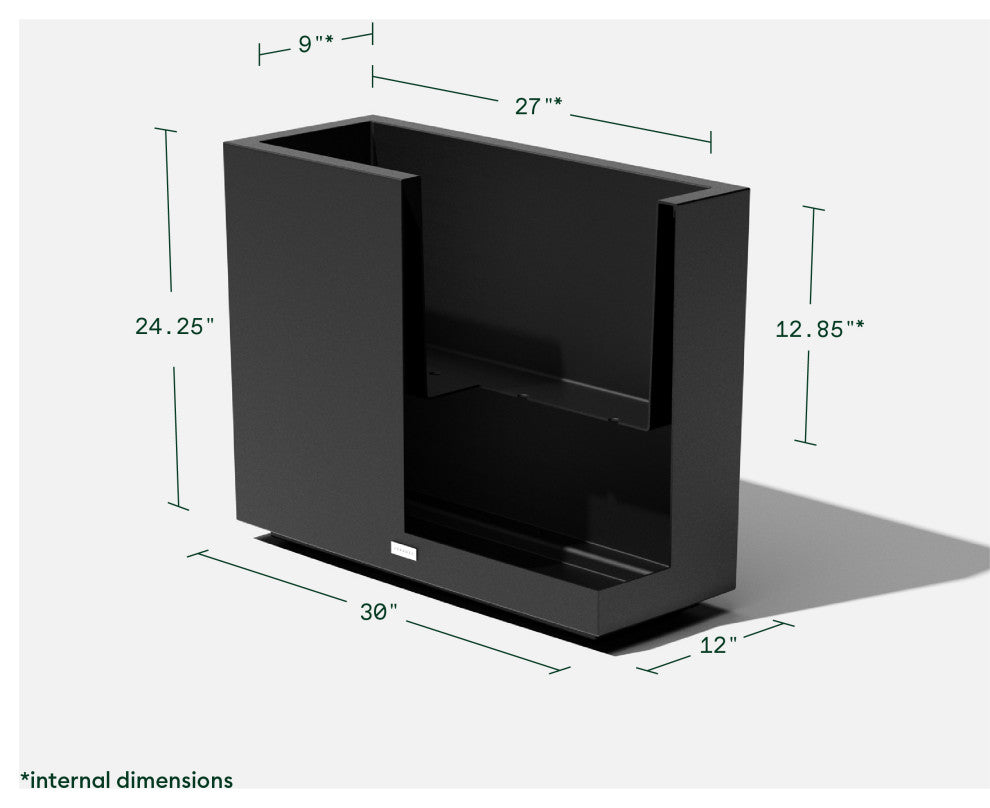 Veradek Block Series Span Planter, Black, Short