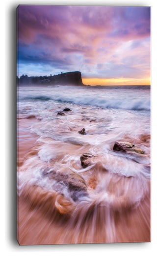"Fascinating Seashore With White Waters" Seashore Canvas Print, 16"x32"