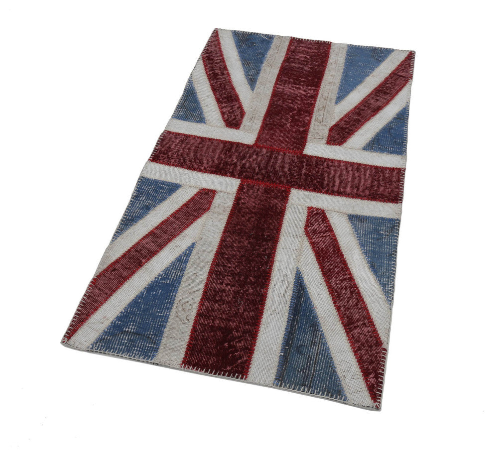 Rug N Carpet - Handmade Oriental 2' 9'' x 5' 0'' Flag Patchwork Rug