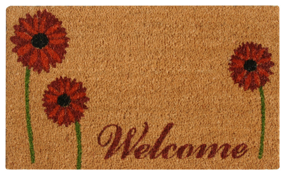 Rubber-Cal "Field of Red Daisies" A Welcome Flower Mat 15mm X 18" X 30"