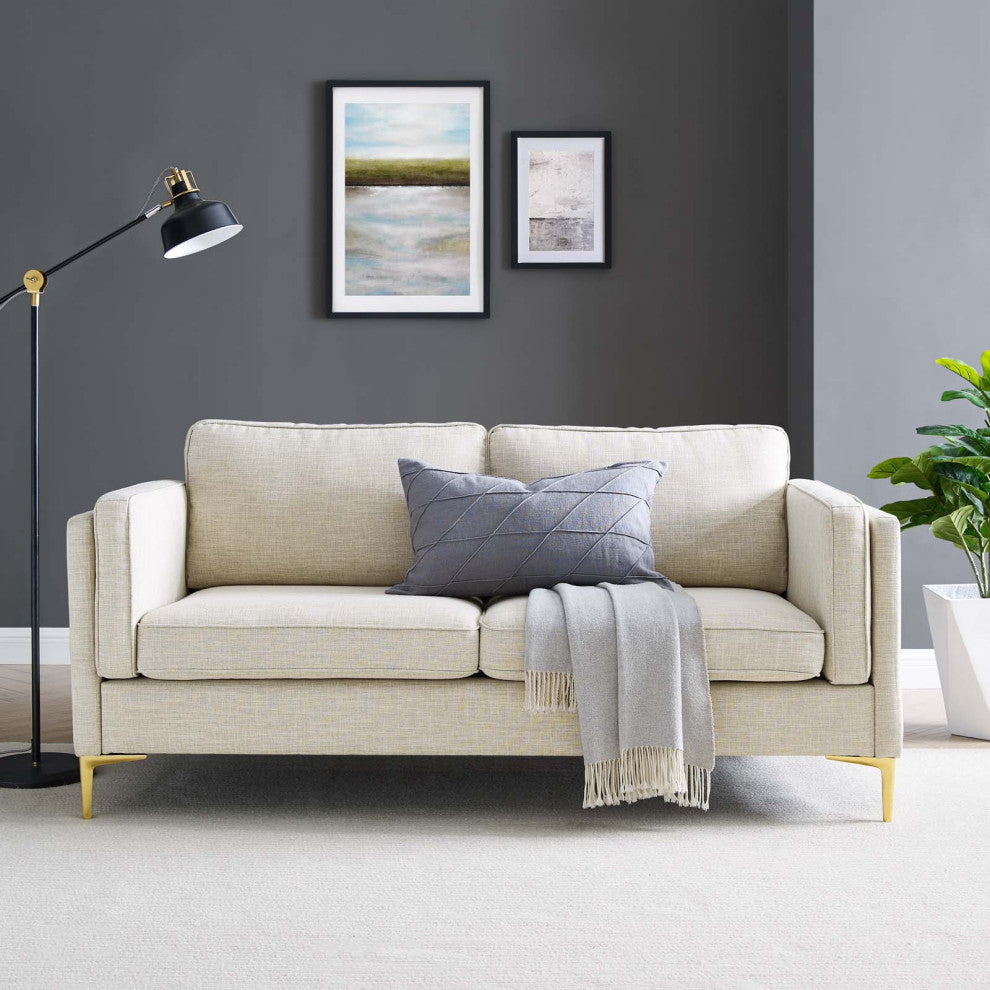 Sofa, Fabric, Beige, Modern, Living Lounge Room Hotel Lobby Hospitality