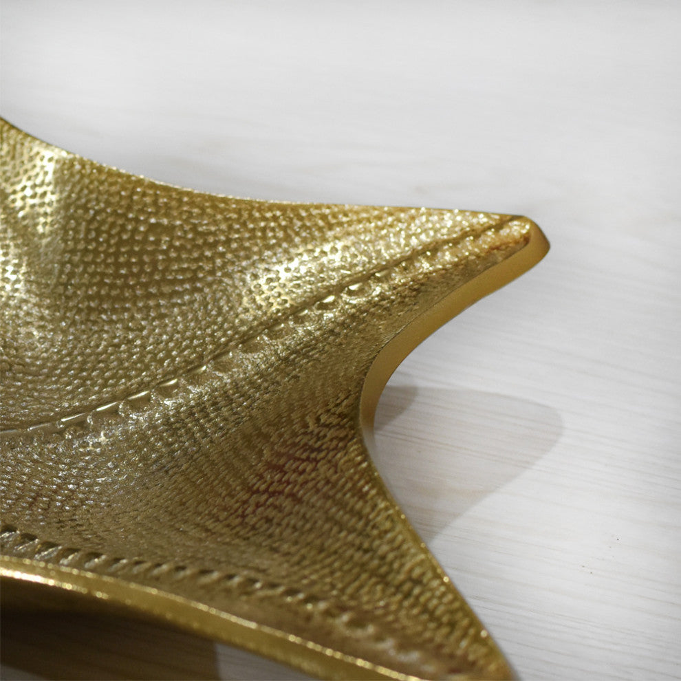 Handmade Decorative Aluminium Tray, Gold Color Coated
