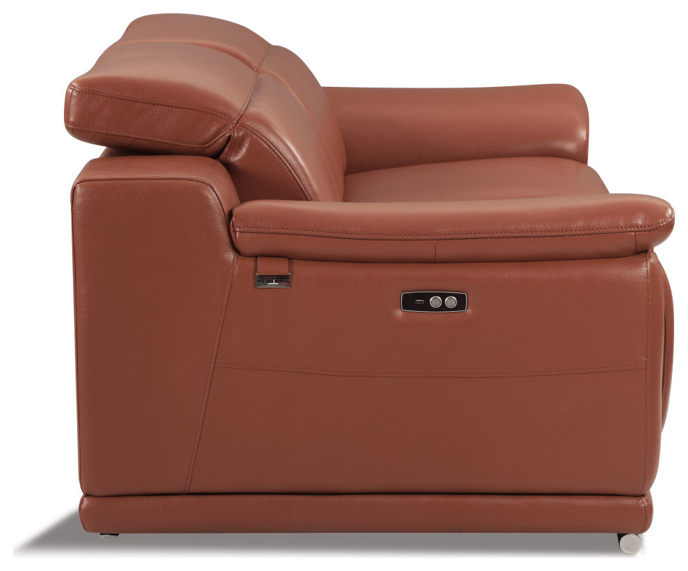 Veneto Italian Leather Power Reclining 2-Piece Set Camel