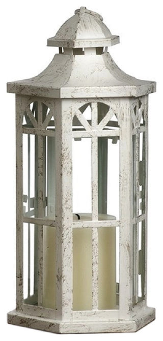 Serene Spaces Living Medium Antique White Lantern, 14", 6.25", 5.5"