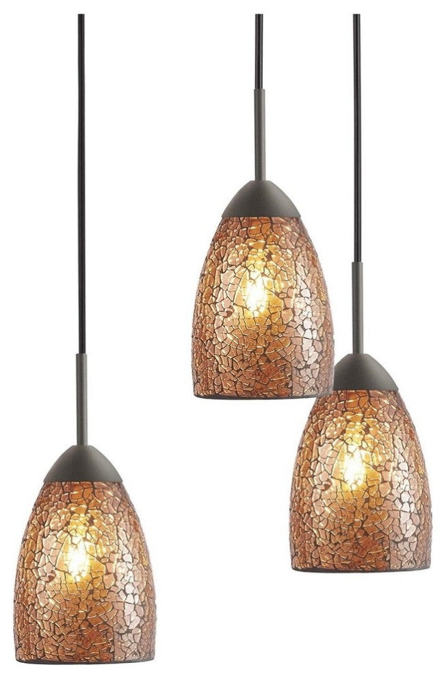 Woodbridge Lighting Venezia 5-Light Pendant Chandelier, Bronze, Round, 24"d, Mosaic Amber