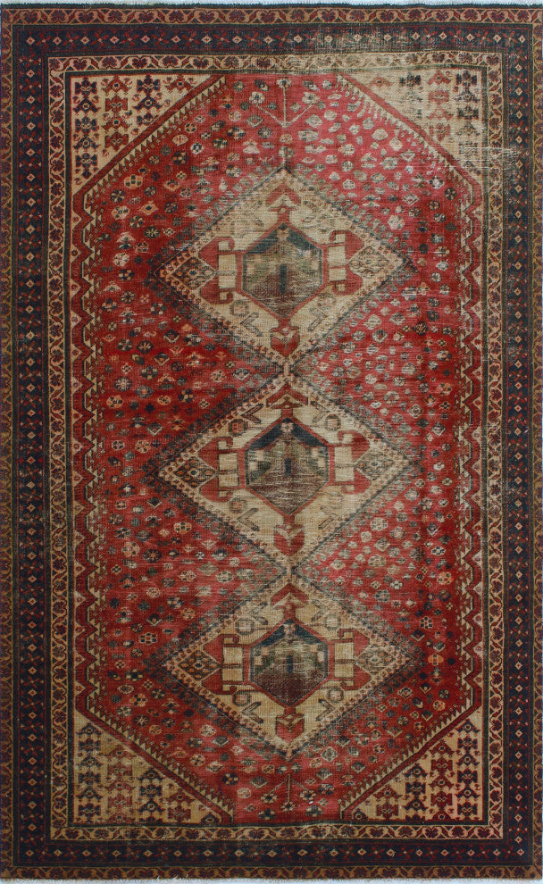 Vintage Distressed Golnessa Rust Rug