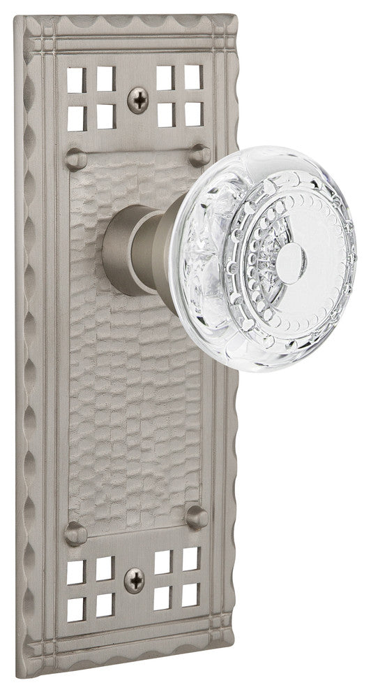 Craftsman Plate Single Dummy Crystal Meadows Knob, Satin Nickel, CRACME