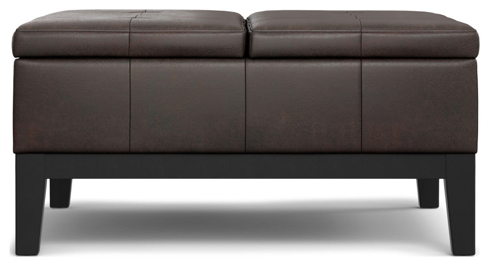 Dover Lift Top Coffee Table Storage Ottoman, Distressed Brown