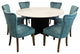 Lavaca 7-Piece Dining Set, 60" Round Dining Table and 3 Sets of Teal Chairs