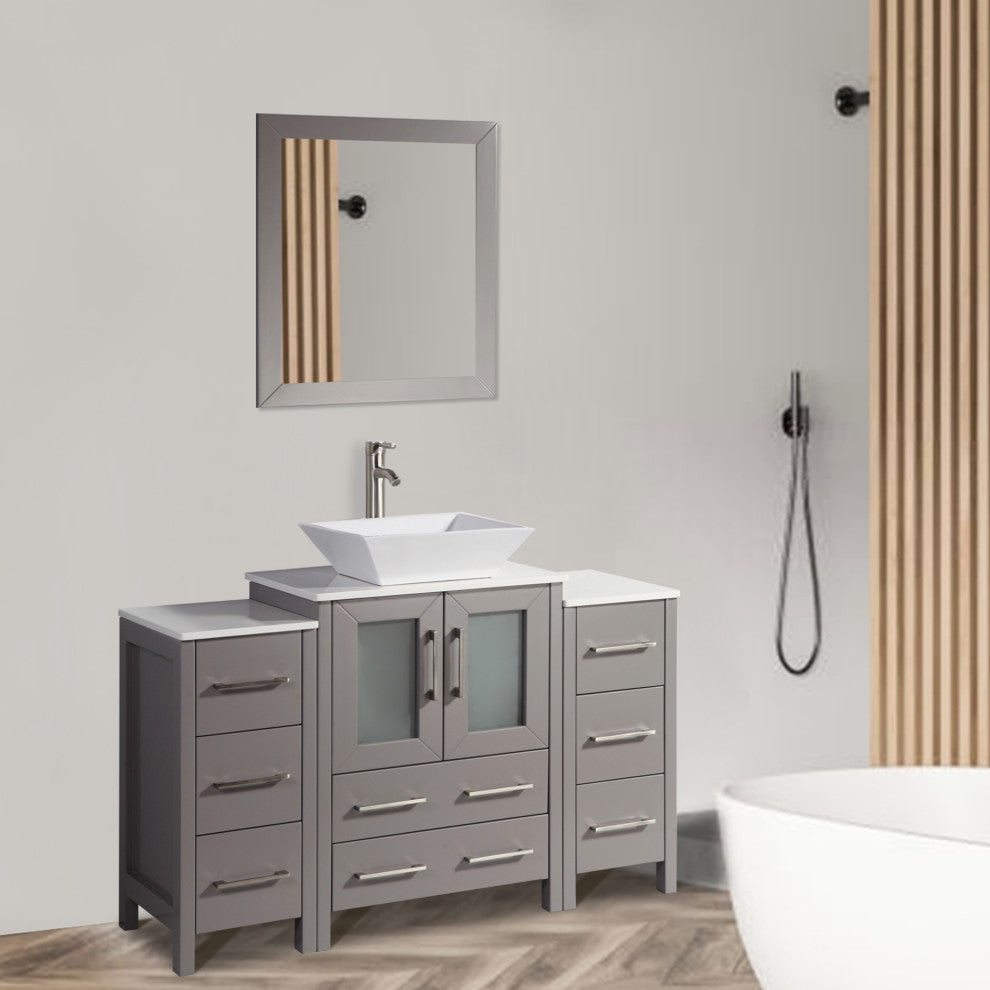 Vanity Art Bathroom Vanity Set With Sink, Gray, 48", Led Sensor-Switch Mirror