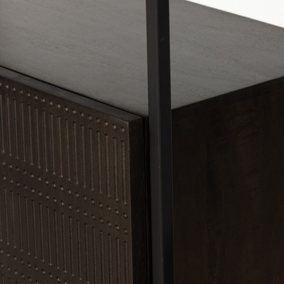 Kelby Bookcase Carved Vintage Brown, Vintage Brown, Gunmetal