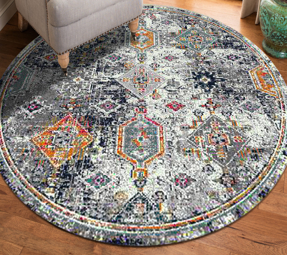 Montana Myro Area Rug, Blue, 7'6" x 7'6"R, Geometric