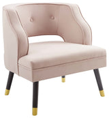 Traipse Button Tufted Open Back Performance Velvet Armchair Pink
