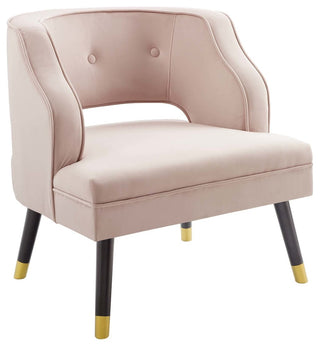Traipse Button Tufted Open Back Performance Velvet Armchair Pink