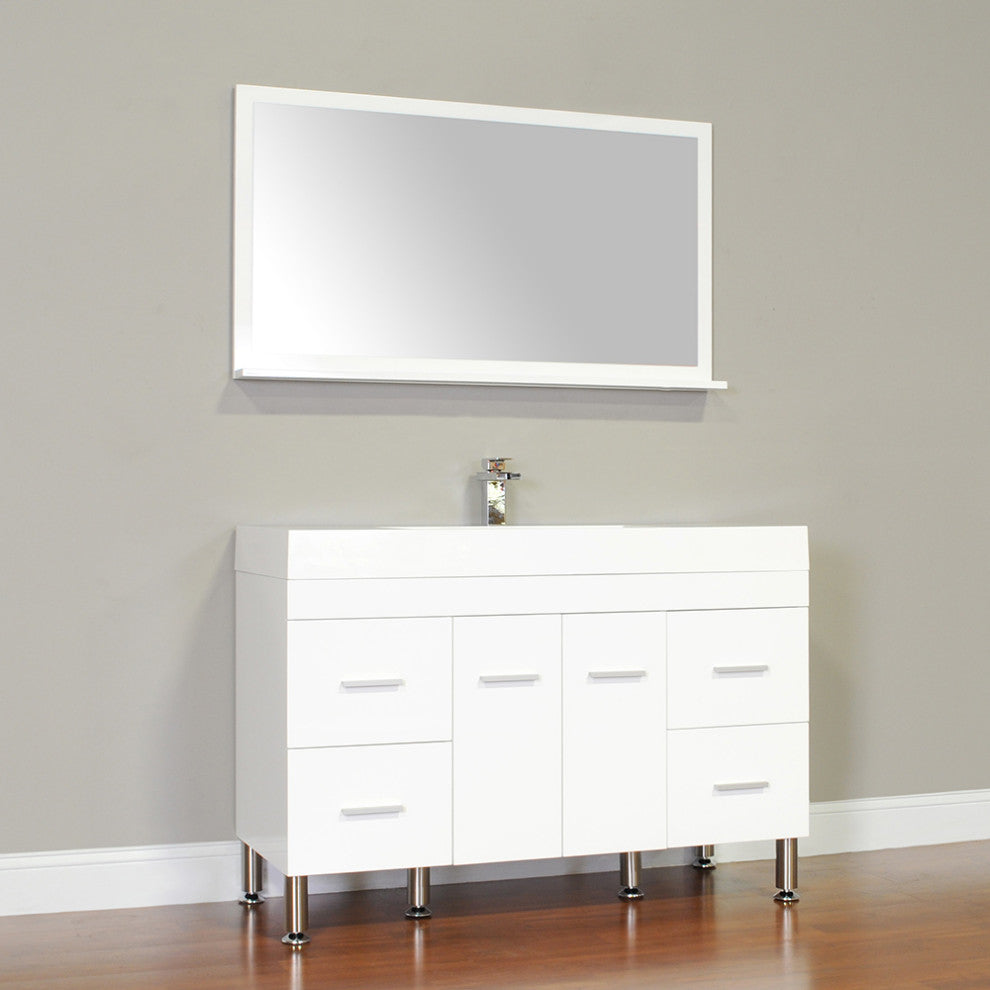 The Modern 47 Inch Single Modern Bathroom Vanity In White Without Mirror