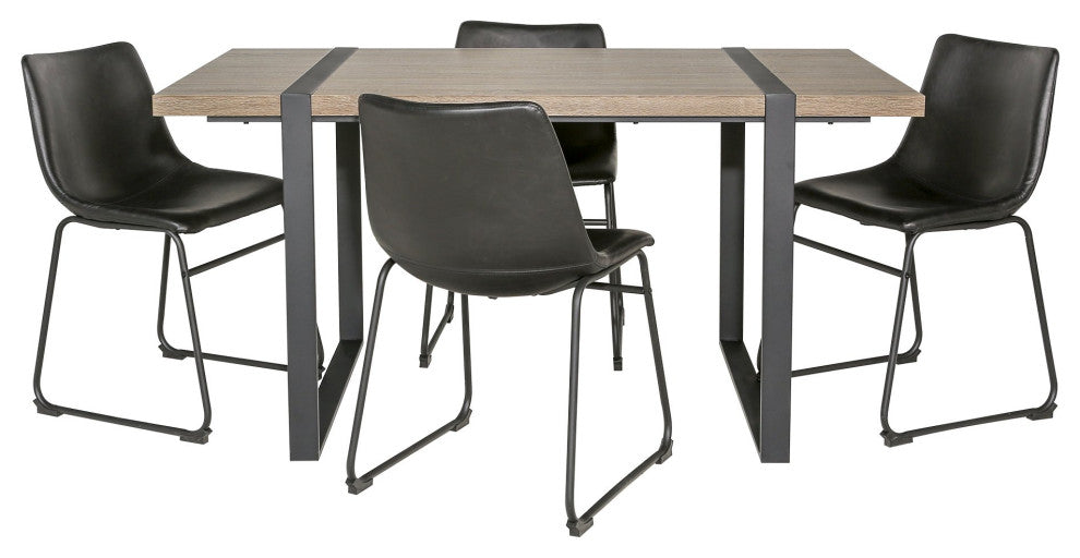 5-Piece Dining Table Set - Driftwood/Black