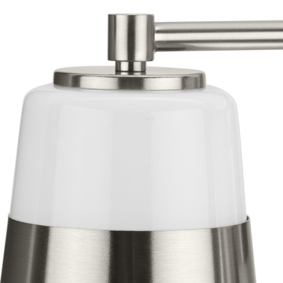 Haven Collection Four-Light Brushed Nickel Opal Glass Luxe Industrial Bath Light