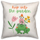 Gnome Frog Hop Garden 2 16x16 Spun Poly Pillow