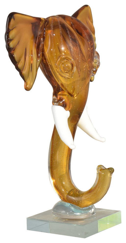 Congo Elephant Head Handcrafted Art Glass Figurine