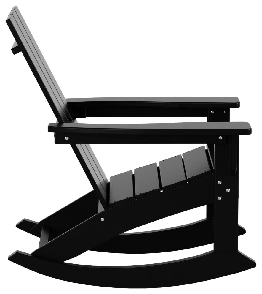 WestinTrends Modern Adirondack Outdoor Patio Rocking Chair, Porch Rocker, Black