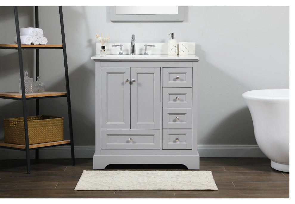 Elegant VF15532GR-BS 32"Single Bathroom Vanity, Gray With Backsplash
