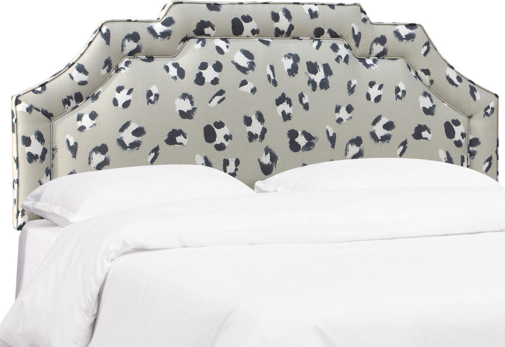 Miller Notched Border Headboard, Brush Cheetah Ivory, California King