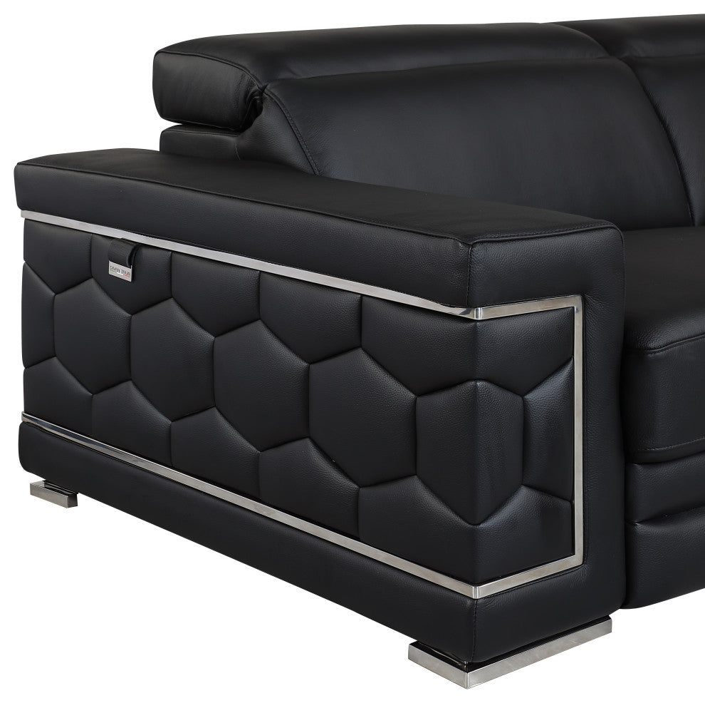 Rome Contemporary Genuine Italian Leather Sofa Black