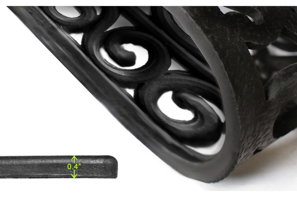 Black Moulded Trellis Half-round Rubber Doormat, 18"x30"