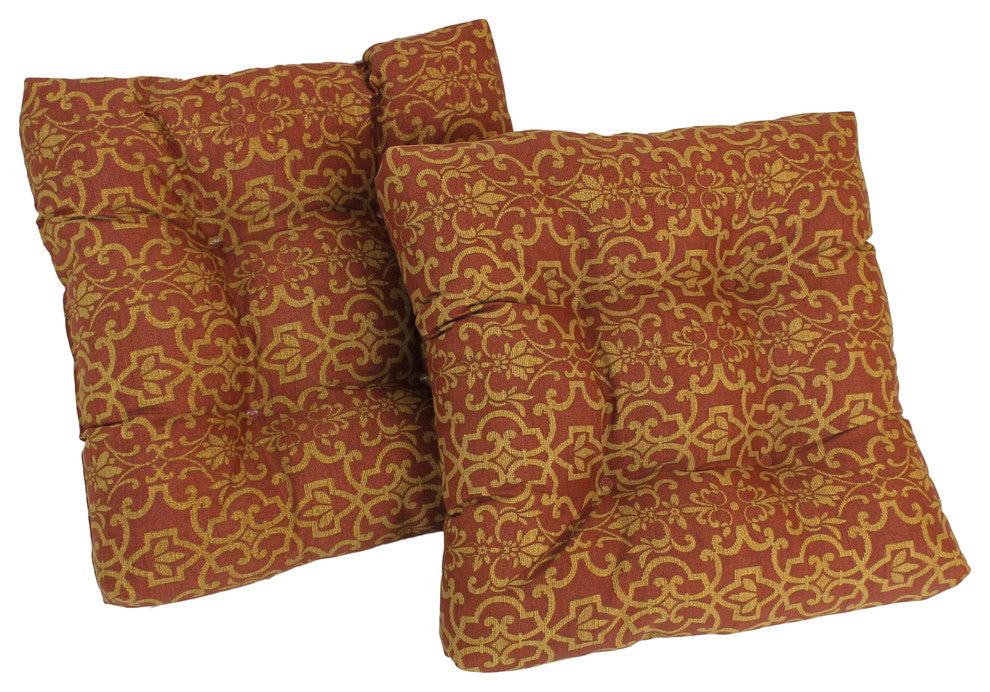 19" Squared Tufted Dining Chair Cushion, Set of 2, Vanya Papprika
