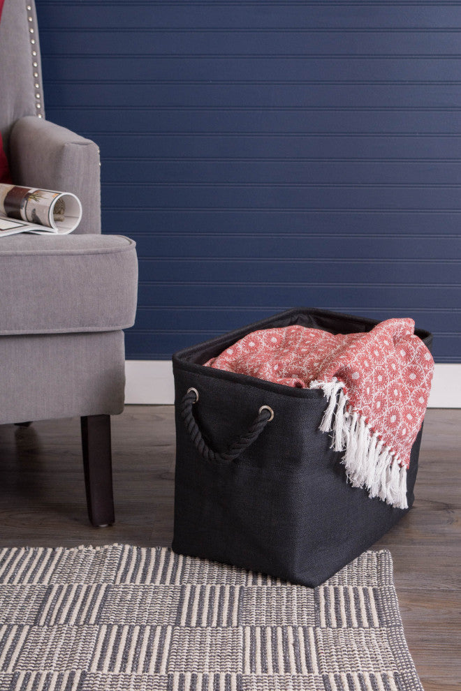 Polyester Bin Variegated Black Rectangle Medium 16"x10"x12"