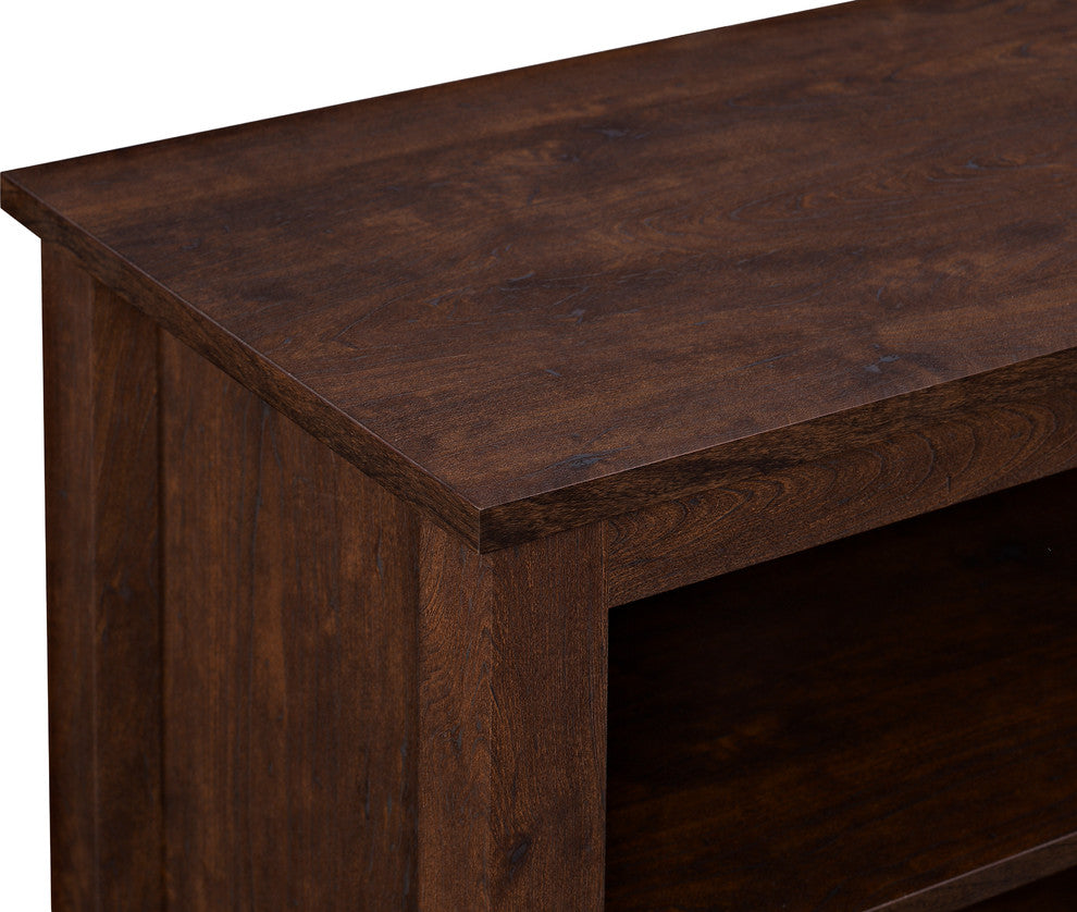 58" Wood TV Stand Console, Natural, Traditional Brown