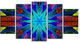 Stained Glass with Multi Color Stars, Abstract Canvas Art, 60"x32", 5 Panels