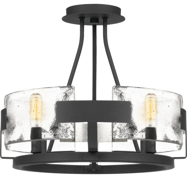Quoizel STM1716BA Four Light Semi-Flush Mount, Royal Ebony Finish