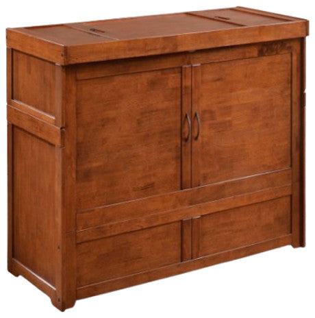 Murphy Cube Cabinet Bed With Mattress, Cherry, Twin, Pre-Assembled