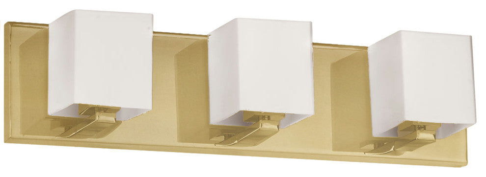 Dainolite V1230-3W-AGB 3 Light Halogen Vanity, Aged Brass With White Glass