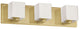 Dainolite V1230-3W-AGB 3 Light Halogen Vanity, Aged Brass With White Glass