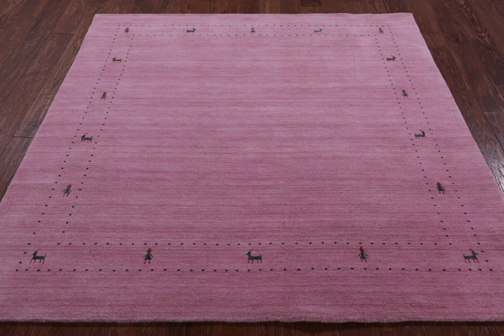6' Square Handmade Persian Gabbeh Wool Rug - Q15307
