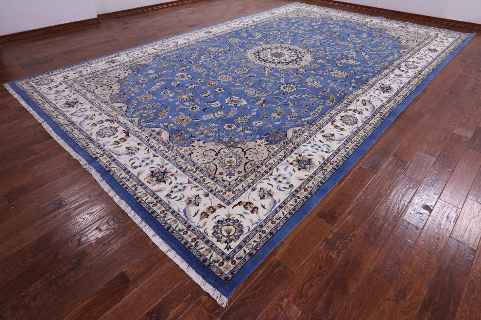 Persian Nain Wool and Silk Hand Knotted Rug 10' 7" X 17' 4" Q9338