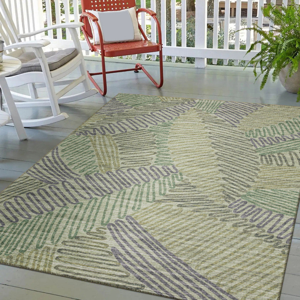 Indoor/Outdoor Sedona SN11 Moss Machine Washable 8' x 10' Rug