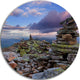 Piled Stones In Summer Mountains, Landscape Disc Metal Wall Art, 11"