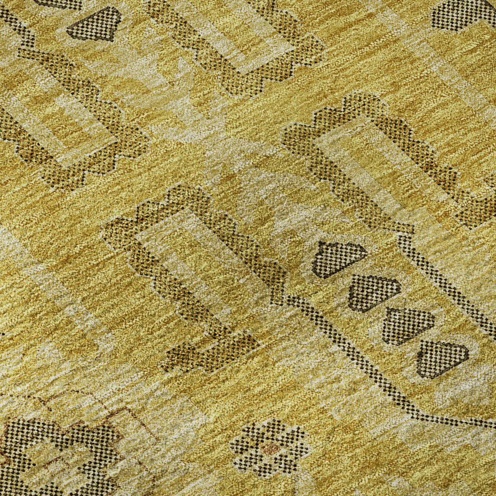 Premium Machine Washable Mayfield AMF697 Gold 9' x 12' Rug