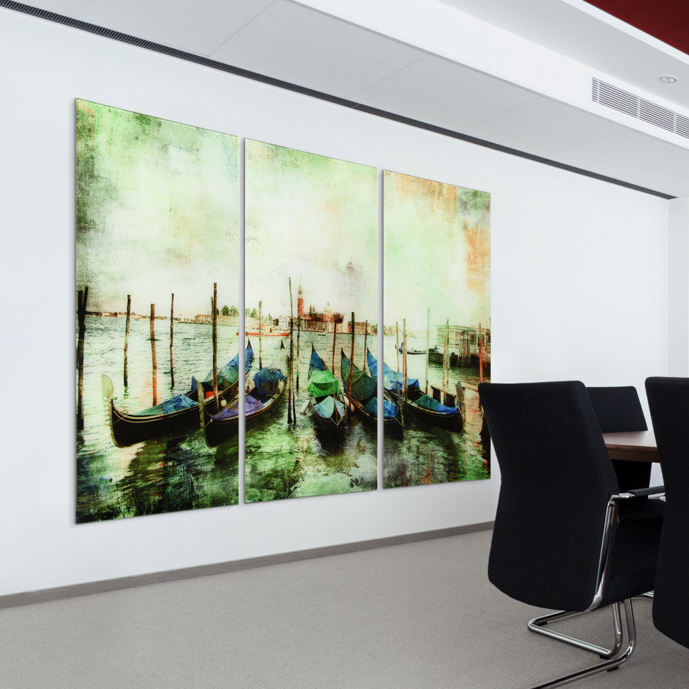 "Venice Gondolas" Frameless Free Floating Tempered Panel Graphic Wall Art Set