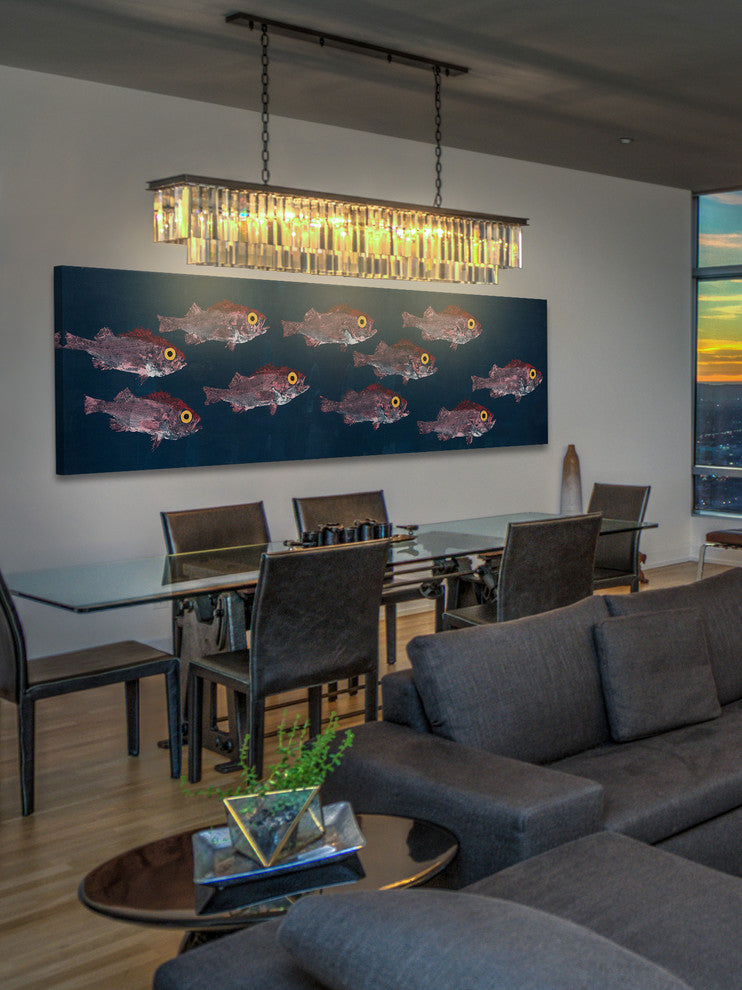 "Splitnose Rockfish" Painting Print on Wrapped Canvas, 30"x10"