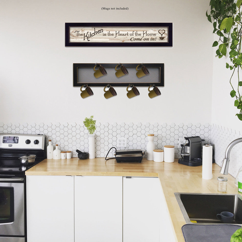 "The Kitchen Vignette" 2-Piece Vignette with 7-Peg Mug Rack, Black Frame