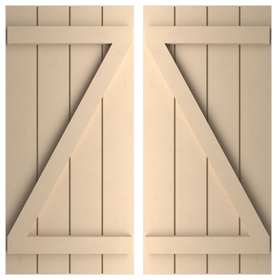 Rustic 4 Board Joined B-N-B Faux Wood Shutters, Smooth, 22x58"