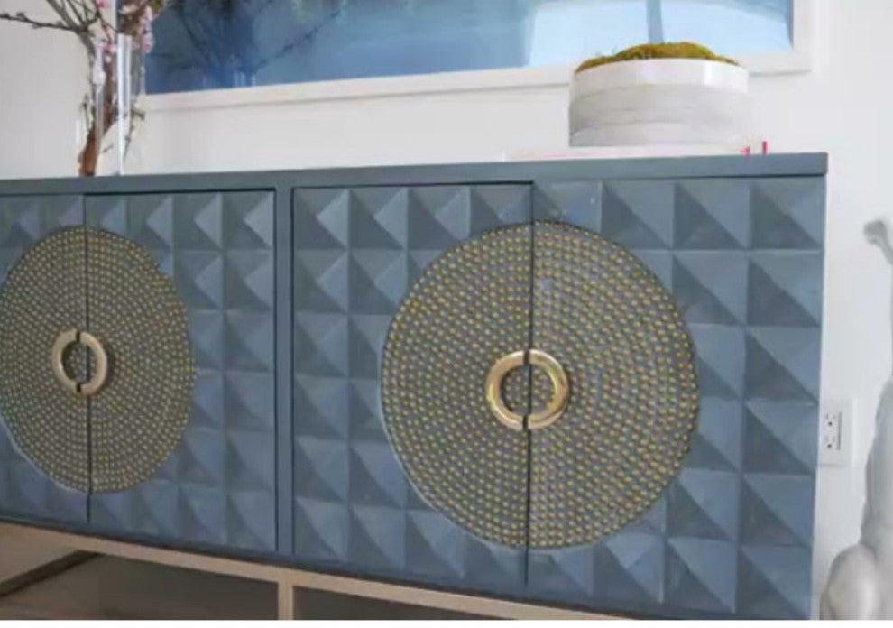 Zelda Studded Sideboard With Gold Legs